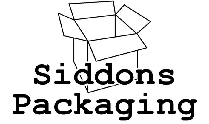 Siddons Packaging (Sipak) company title and line drawing of a box